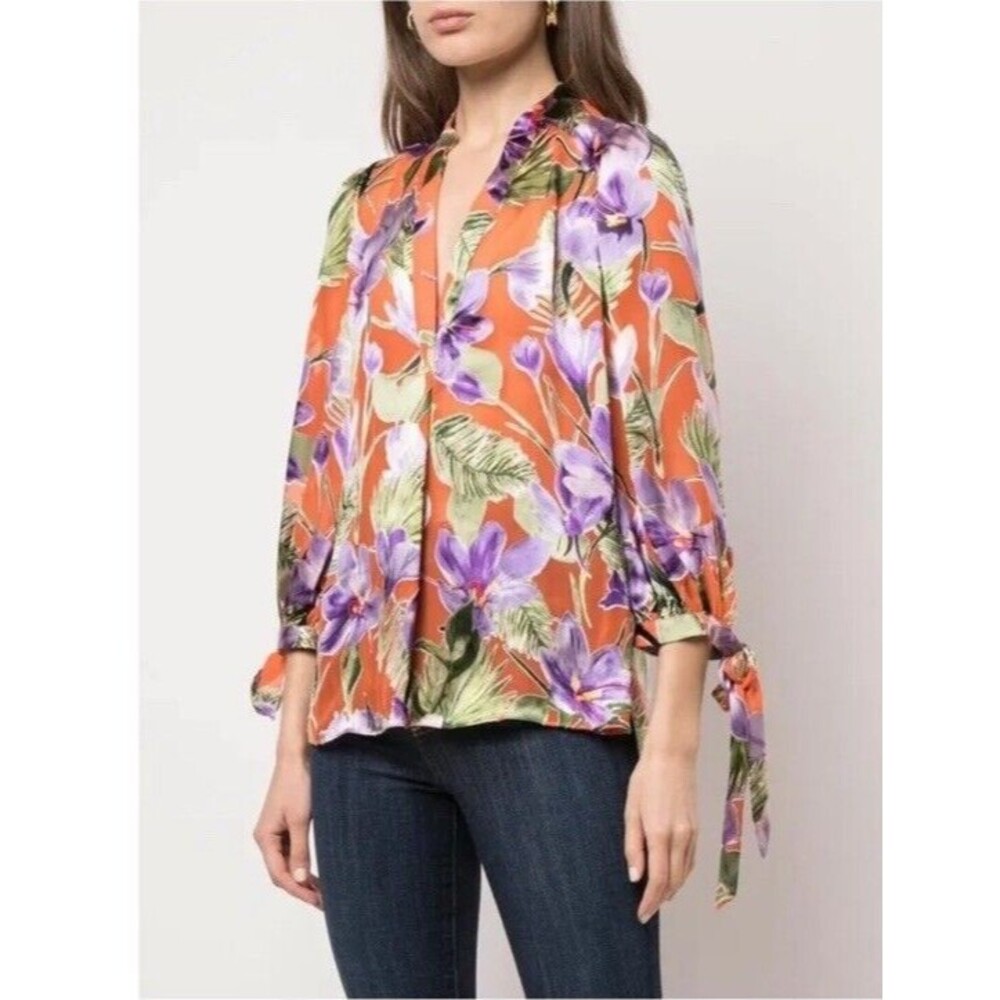 Alice + Olivia Orange Floral Blouse